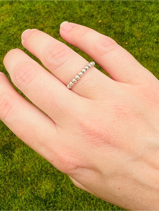 Source Unknown Jewelry - Sterling Silver (925) Beaded Stackable Ring - Approximately Finger Size 7